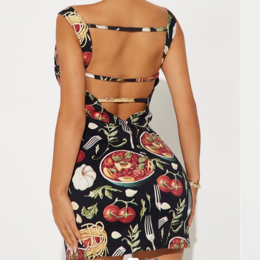 Fashion Nova Pasta Print Mini Dress - Picture 10 of 10